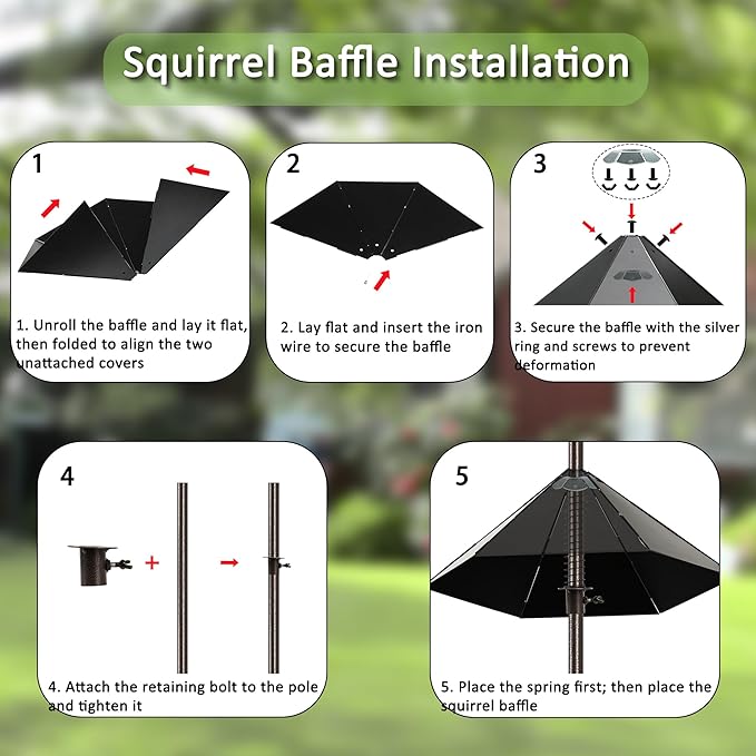 YINGYM 6-Hook Bird Feeding Station Kit, 94 Inch Heavy Duty Bird Feeder Stand Pole for Outdoors Hanging with 4 Feeders, Wide Metal Squirrel Baffle, Attracting Wild Birds