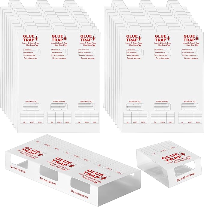 Qualirey 60 Pack/20 Sheets Spider and Insect Glue Insect Traps Glue Boards Bulk Adhesive Cockroach Cricket Sticky Traps for Mice Spider Moth Cockroaches Cricket House Indoor Outdoor