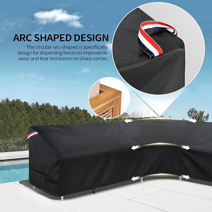 KylinLucky Patio Sectional Sofa Cover V-Shaped 85"x85", Heavy Duty Waterproof Outdoor Corner Couch Cover, All-Weather Protection for Conversation Set, Black