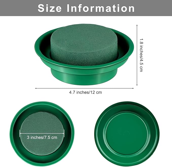 Hahood 16 Packs Floral Foam Rounds in Bowls DIY Flower Arrangement Kit Green Round Wet Flower Foam Blocks for Fresh and Artificial Flower Arrangements, Birthday Wedding Party Decors