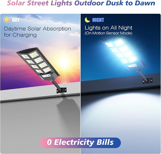 WYWNA Solar Lights Outdoor, 6000K LED Solar Lights Outdoor Waterproof, Solar Flood Lights Outdoor with Motion Sensor and Remote Control, Solar Street Light Dusk to Dawn 4-Pack