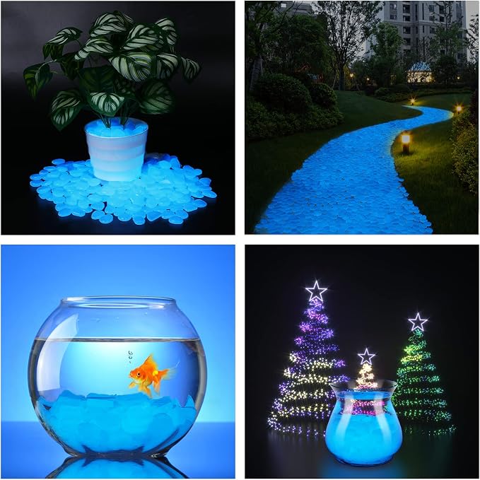 Kaiyuan Dynasty Glow in The Dark Rocks Outdoor Decorative Stones 300Pcs White Glow Stones Glowing Rocks for Planters,Landscaping,Pathway,Garden Decoration