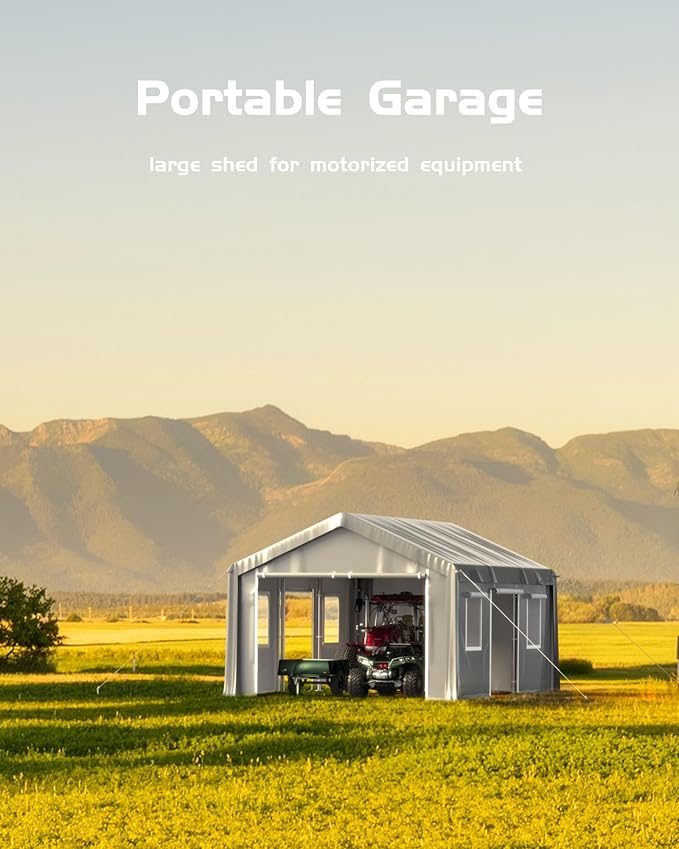 10X20 Heavy Duty Carport ，Car Ports with 180G Removable Side Walls, Portable Car Port Garage, Car Shelter All Weather - Grey