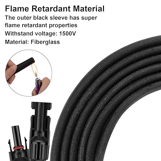10FT 12AWG Solar Panel Extension Cable with Female and Male Connectors, Solar Cable for Solar Panels, Charge Controllers and Solar Generator (12AWG, 10FT)