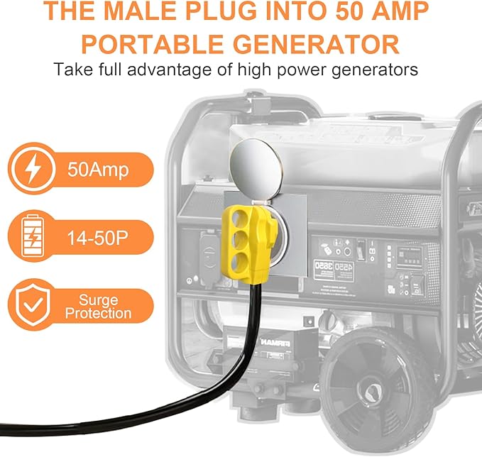10 FT NEMA 14-50P to L14-30R Generator Transfer Switch Adapter Cord, 240V/120V 50 Amp Male to 30 Amp Female Twist Lock 4 Prong Generator Adapter Cord, STW 10 AWG Heavy Duty ETL Listed