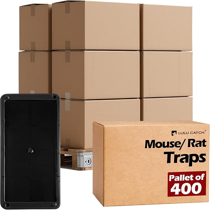 LULUCATCH Super Glue Traps 400 Pack for Mice & Snakes, Larger, Heavier Sticky Traps with Non-Toxic Glue. Sticky Mouse Traps Indoor, Easy to Set, Pet Safe Pest Control