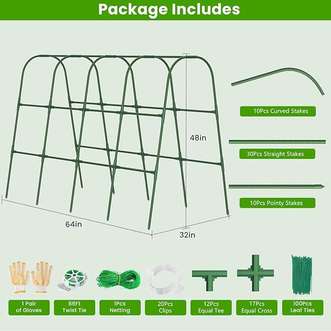 Cucumber Trellis for Raised Bed, U-Shape Garden Trellis for Climbing Plants Outdoor, Metal Arch Vegetables Trellis, Plant Support for Grape Vine Beans Squash Peas Flower