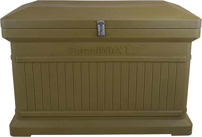 RTS Home Accents ParcelWirx Premium Horizontal Storage Cabinet/Lockable Package Delivery Box with Hinged Lid, Oak