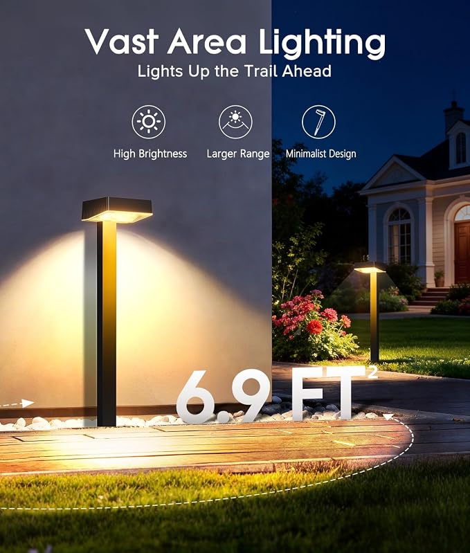 ELECLINK Solar Pathway Lights Outdoor, 6 Pack Garden Lights Solar Powered Path Lights with Larger LED Lens, 2 Light Modes Waterproof Outdoor Solar Light for Yard Driveway Walkway Landscape Patio Lawn