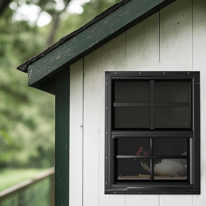 WRISIN 2 Pack Shed Windows 18" W x 23" H Flush Mount, Black Household Windows for Playhouses, Barns, Chicken Coop