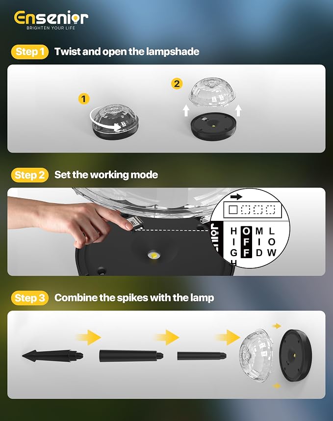 Ensenior 8-Pack Solar Lights Outdoor, Auto ON/Off 6500K LED Solar Garden Lights for Pathway, Yard, Patio, Walkway, Flower Bed, Halloween Christmas Landscape Lighting, IP65 Waterproof, Flag Lights