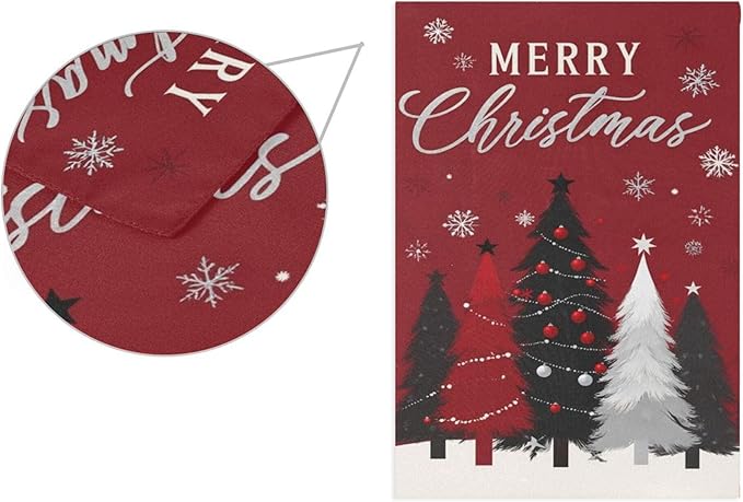 Merry Christmas Tree Red House Flag 28x40 Inch Double Sided Outside Winter Silver Snowflake Xmas Bells Seasonal Yard Outdoor Flag Banner for Garden Lawn Patio Holiday Decorations