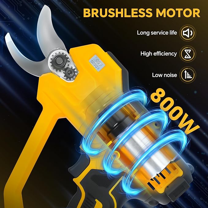 Cordless Electric Pruning Shears for Dewalt 20v Battery, 1.2'' Brushless Tree Trimmer, LCD display, SK5 Blades, Safety Switch, Anti-Slip Handle for Gardening Tree Pruning(No Battery)