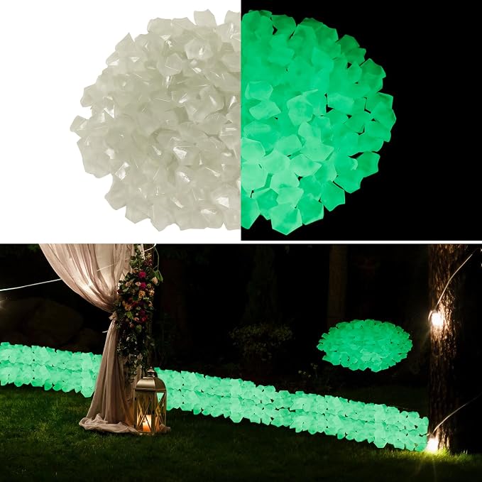 Night Glow Acrylic Stones - Glowing Luminous Rocks Starry Decor for Gardens, Aquariums, and Landscaping, 400pcs Green