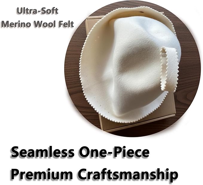 Merino Wool Sauna Hat for Women & Men, Seamless Soft Felt Sauna Cap, 100% Fine Merino Wool, Lightweight Breathable Nordic Design, Protects Head & Hair from Heat, Gift Bag Included White