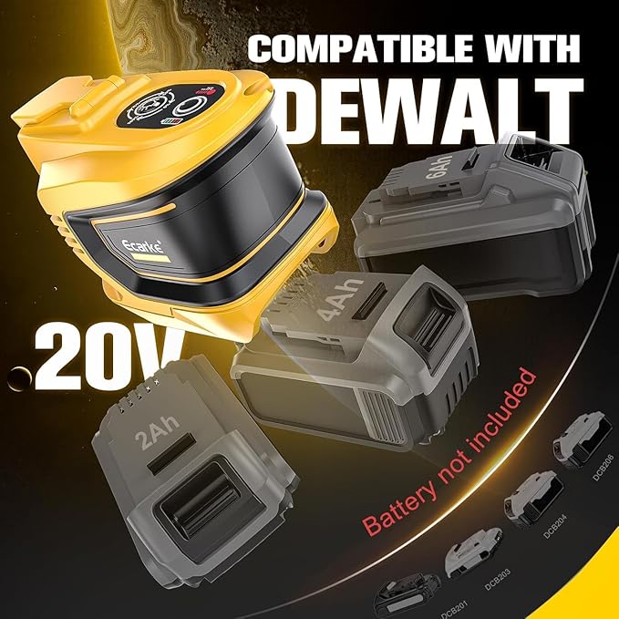 200W Power Inverter Compatible with DeWalt Battery, Ecarke 2PCS DC 20V to AC 110V Battery Inverter, Portable Power Station Generator, Charger Adapter Powered Outlet 2 USB Ports & 1 Type-C & AC Outlet