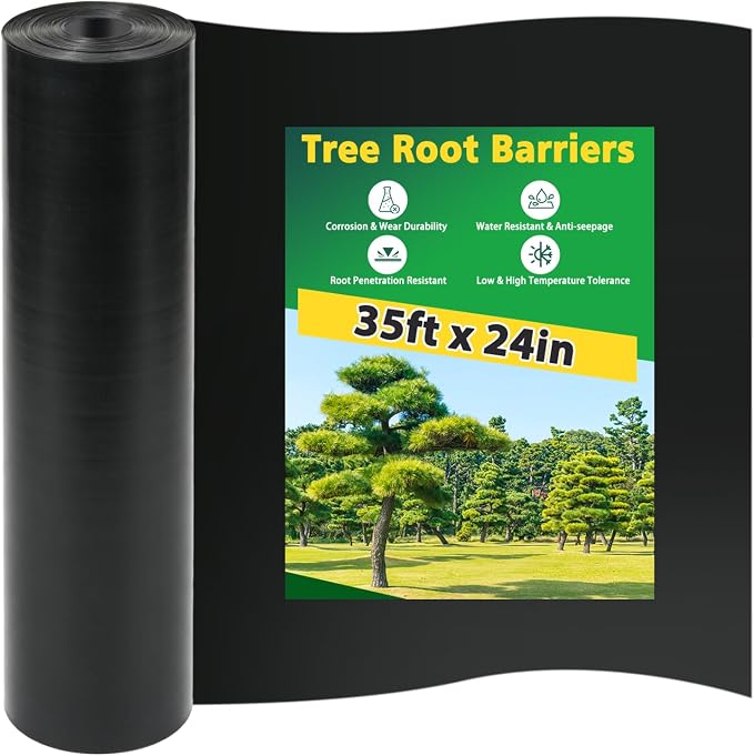 West Bay 35ft x 24in x 60mil Tree Root Barrier, Heavy-Duty Bamboo Root Barrier Weed Blocker for Landscape Tree Ring Edging Garden Borders Driveway and Sidewalk Protection Roads