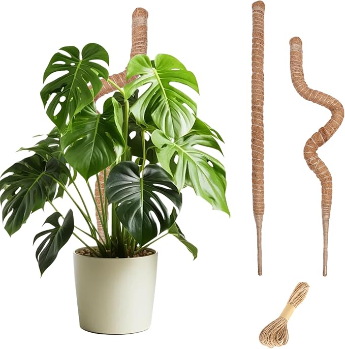 Moss Pole 2 Pack 32 Inch Monstera Plant Support Bendable Moss Pole for Monstera Plants Indoor Handmade Coco Coir Pole Plant Sticks Support Stakes for Potted Plants Philodendron to Grow Upwards
