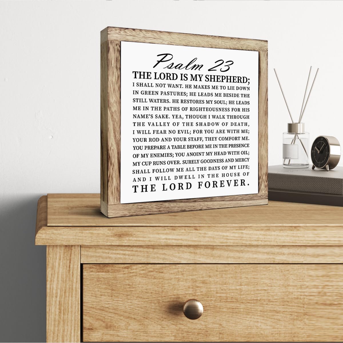 Scripture Sign, The Lord is My Shepherd Sign, Wooden Plaques Box Signs, Christian Desk Sign, Spiritual Table Decor Sign, Bible Verse Decor, Religious Artwork, Shelf Decoration, Living Room Decor