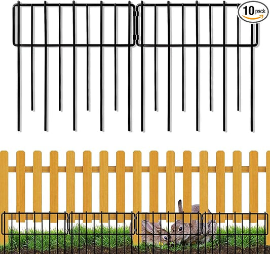 26 Pack Animal Barrier Fence, 12In(H) x 28.00Ft(L) Upgrade 1.26 in Gap Decorative Fences No Dig Fence for Rabbit and Dog, Rustproof Metal Wire Garden Fence Border for Garden Patio Landscaping