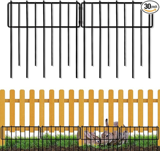 Blingluck Animal Barrier Fence, 30 Pcs Upgrade 1.26 in Gap Decorative Fences No Dig Fence for Rabbits and Dog Ground Defense, Rustproof Metal Wire Garden Edging Border for Outdoor, Yard