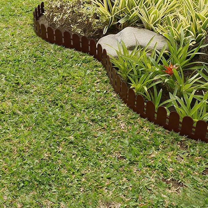 Landscape Edging 66FT, 5.5IN Tall Garden Edging Border with 100pcs Spikes, Plastic Lawn Edging Kit, Tool-Free Flexible Borders Edging for Garden Flower Beds Tree Surrounds Yard Pathway, Brown