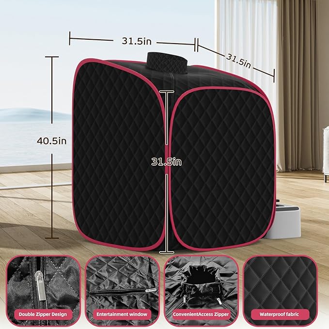 Portable Steam Sauna at Home, 9 Levels Heating, Sauna Tent for Home with Steamer and Folding Chair, Sauna for Relaxation, Detoxification, Spa