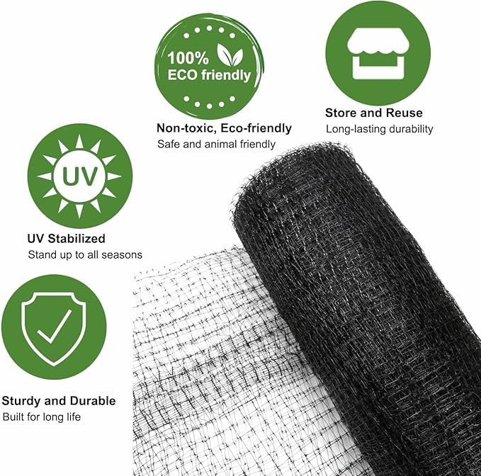KLEWEE Bird Netting 13 x 20 FT Wide Heavy Duty Garden Netting Fine Mesh to Protect Fruit Trees, Plants and Vegetables from Birds, Deer, Squirrels and Other Animals