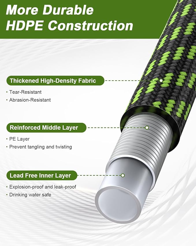 Garden Hose, Flexible Ultra Lightweight Durable, Kink-Free Water Hose with 10 Function Sprayer - Non-Shrinking, Easy to Store, All-Weather, High-Pressure (100 FT)