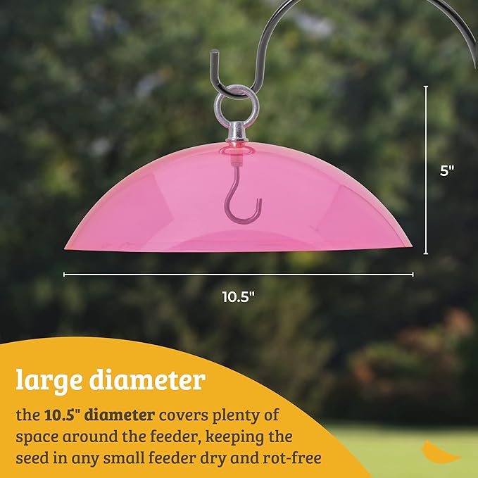 Birds Choice Clear Bird Feeder Dome | 10.5" Rain Guard Cover for Hanging Bird Feeders | Outdoor Weather Guard to Help Keep Seed Dry