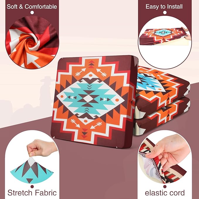 Newwiee 12 Pcs Patio Cushion Covers Outdoor Stretch Sofa Couch Cover Replacement Couch Slipcover Sofa Seat Chair Porch Patio Furniture Protector, Flexibility Washable(Multicolor,Novel)