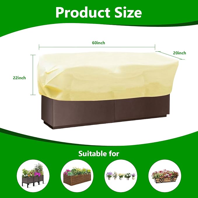 Plant Covers Freeze Protection 2 Pack Rectangular Frost Blankets for Outdoor Plants (22"x60"x20") – Winter Plant Covers, 2.4oz/yd² Frost Cloth Plant Protection for Raised Beds & Shrubs (Beige)