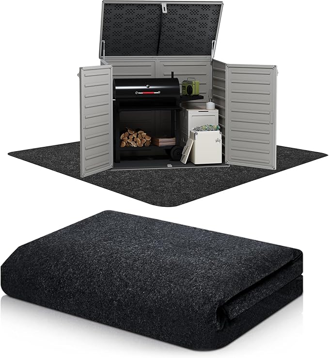 5x5 FT Outdoor Shed Floor Mat, Waterproof Non-Slip Ground Mat for Trash Can Enclosure, Easy to Clean & Reusable (BIACK)