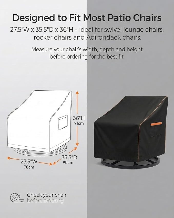 Outdoor Waterproof Patio Chair Covers, Heavy Duty Oxford Coating Weather Resistant Patio Furniture Covers 600D 28W x 35D x 36H inches 2-Pack, Black