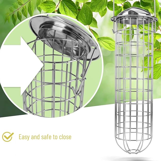 Wildtier Herz | Fat Ball Holder 12" - 5 Year Guarantee - Made of Rustproof Metal Bird Feeding Station for Fat Balls - Ecological Bird Feeder (31cm, Stainless Steel)
