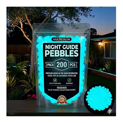 2026 Colorful Glow-in-the-Dark Garden Stones Night Guide Luminous Pebbles Rainbow Glow in the Dark Stepping Rocks Outdoor Landscaping Decor Glowing Stones Fish Tank Aquarium Decorations (600, Blue)