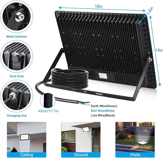 XYCN 400W LED Stadium Flood Lights Outdoor(2350W Equivalent),50000LM Super Bright LED Arena Lights 100-277V IP66 Waterproof 5000K Daylight White Commercial Lighting for Sports Fields and Counts