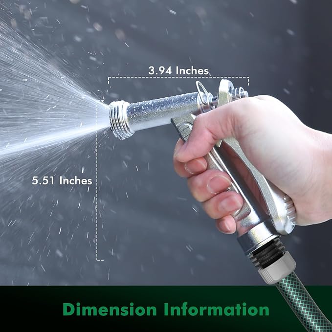 RESTMO 100% Metal Garden Hose Nozzle 2 Pack, 5X Lifespan Rust-Proof Chrome Plated, Heavy Duty Zinc Alloy Pistol Grip with Threaded Front, High Pressure Hose Sprayer for Car Washing, Plant Watering