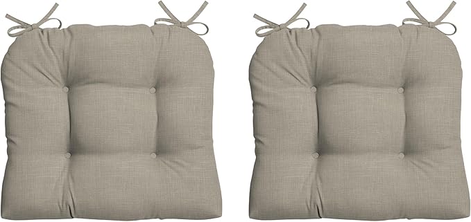 Arden earthFIBER Outdoor Plush Wicker Chair Cushion, 2 Pack, 20 x 18, Rain-Proof, Fade Resistant, Tufted Cushion for Wicker, Adirondack, and Rocking Chairs Sandbar Taupe Texture
