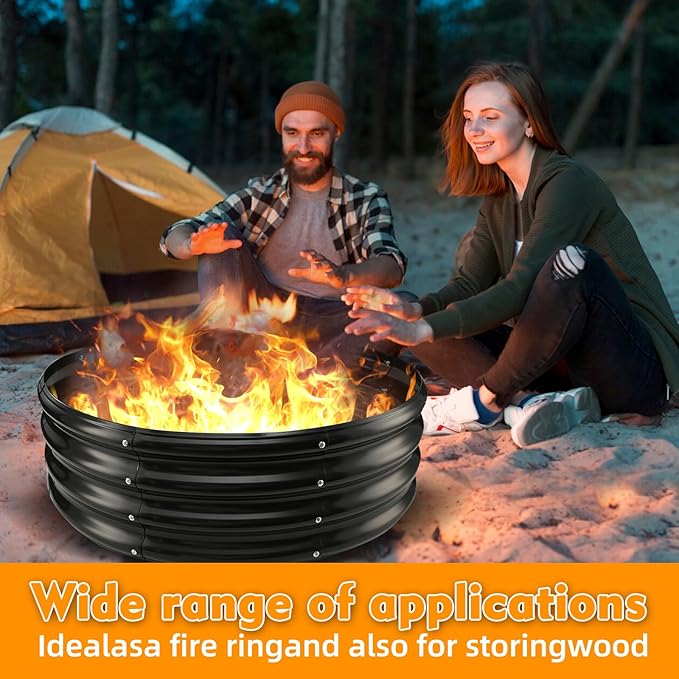 TBMLC 60" Round Galvanized Steel Fire Ring Pit for Backyard,Camping,Bonfire; Round Steel Raised Garden Bed Kit,Metal Raised Garden Box for Outdoor Gardening and Planting (5x5x1FT)