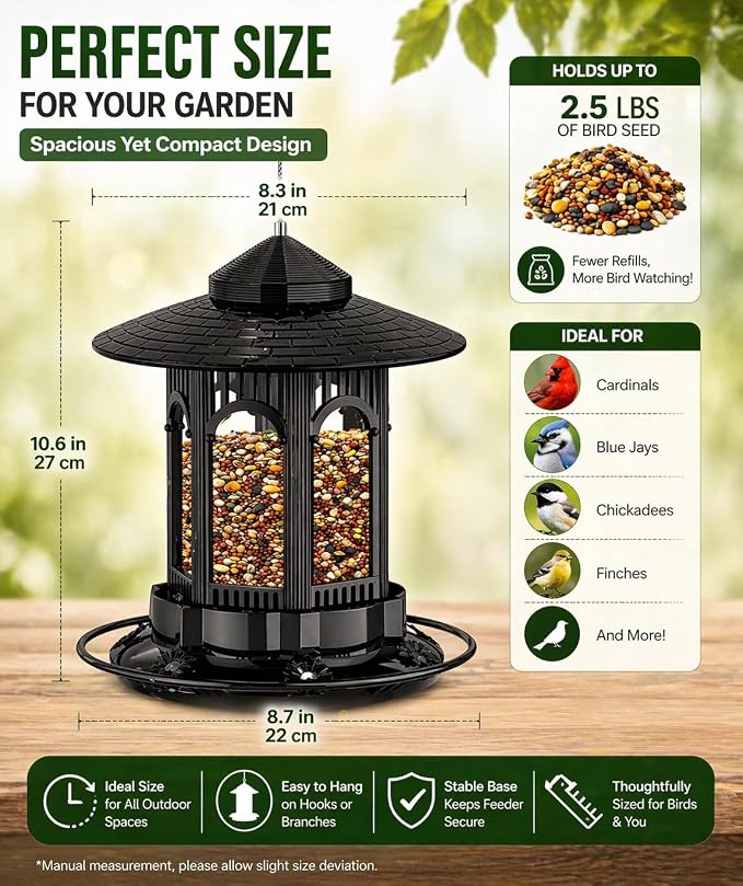 Premium Bird Feeder for Outdoor Hanging | Weather-Resistant & Durable Design | Easy Refill & Clean | Ideal for Garden, Patio & Backyard | Attracts Wild Birds