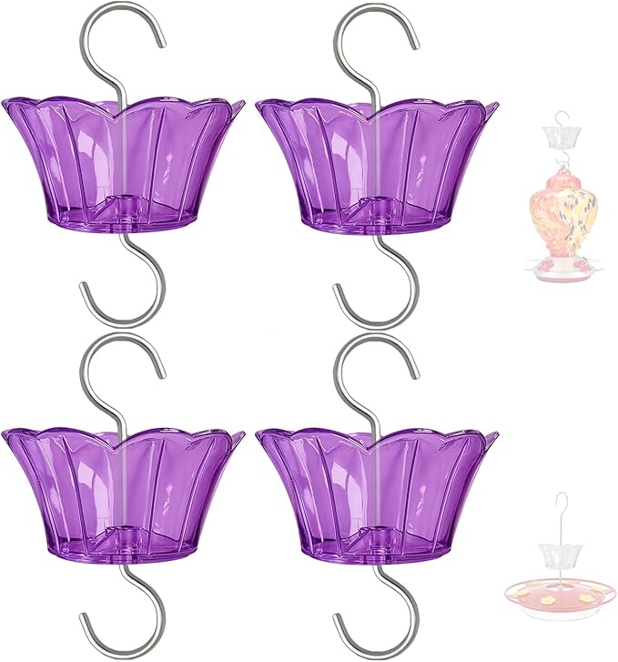 Ant Moat for Hummingbird Feeder - 3 OZ x 4 Pack Insect Guard with Large Capacity (Purple)