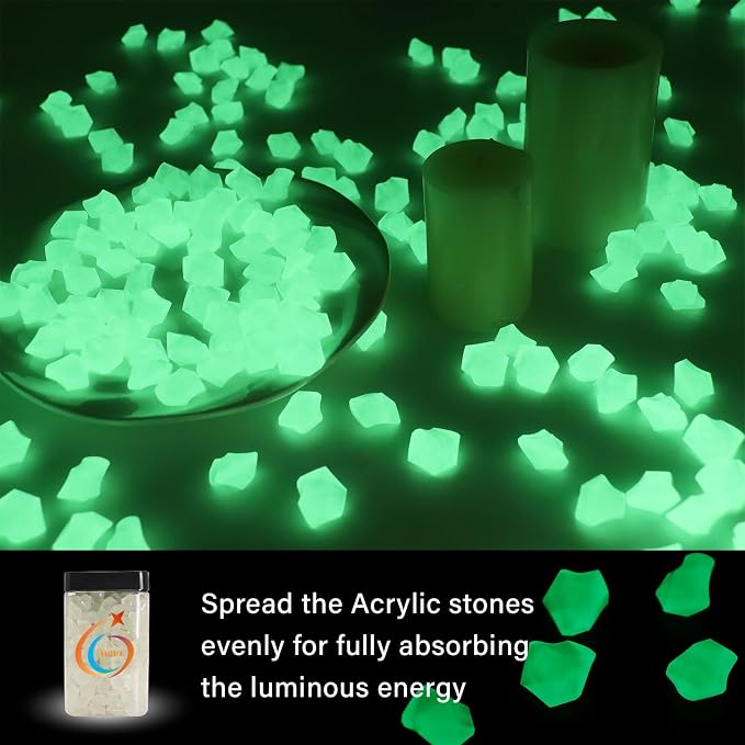 Night Glow Acrylic Stones - Glowing Luminous Rocks Starry Decor for Gardens, Aquariums, and Landscaping, 400pcs Green
