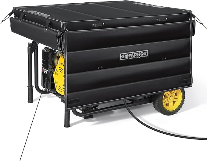 GenArmor Generator Covers While Running, 100% Waterproof Heavy Duty Tarps Generator Tent, Portable Outdoor Generator Enclosure for Most 4000w~13000w Generators, Black, Windproof Kit Version