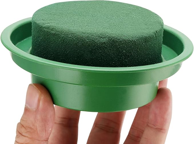 PINGEUI 20 Pack 4.7 Inch Floral Foam with Bowl, Round Wet Floral Foam, Green DIY Flower Arrangement Kit, Flower Supplies Foam for Decoration