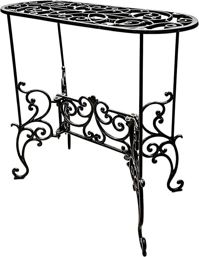Vintage Scrollwork Cast Iron Plant Stand, 22.6 x 9.3 x 22 Inch, Heavy-Duty Oval Top, Indoor Outdoor Use (22.3" Tall Rectangle Pattern)