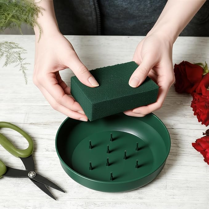 POPETPOP 10 Pack Round Floral Foam Trays 5.70 Inch Plastic Flower Arrangement Supplies for Weddings Parties Centerpiece Decoration