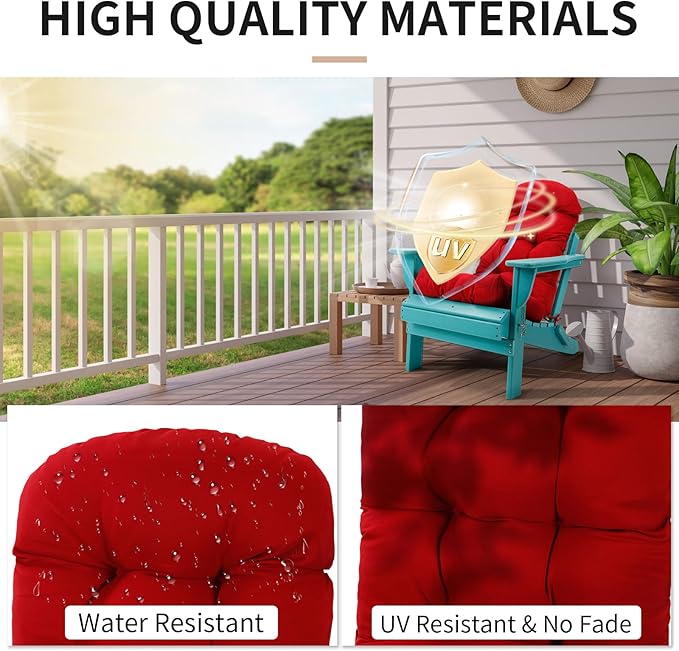 Adirondack Chair Cushion, High Back Patio Chair Cushions 48 x 19.7 x 4.7 Inch, Indoor/Outdoor Thickened Rocking Chair Cushion, Fade-Resistant & Waterproof (Wine Red, Set of 1)