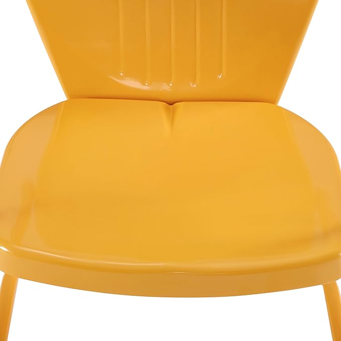 Crosley Furniture Griffith Outdoor Chair, Retro Metal Patio Chairs for Dining, Porch, Deck, Balcony, Tangerine