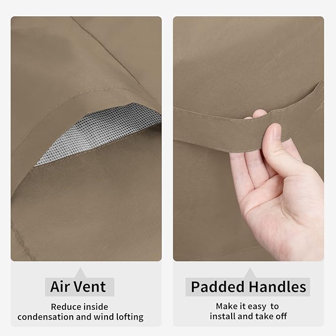 Easy-Going Waterproof Patio Sofa Cover UV Resistant 3 Seater Outdoor Sofa Cover Weatherproof Lawn Patio Furniture Cover with Tape Sealed Seam (85Wx37Dx35H inch, Camel)